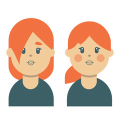 Women of characters redhead avatars in flat style vector illustration geometry