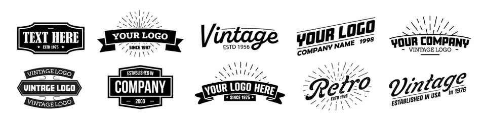 Vintage logo. Vintage badge. Retro logo. Vector set.  