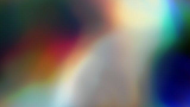 Light leaks and lens flare gradient blur background texture. Abstract 8k 16:9 holographic multicolor rainbow prism haze photo overlay for a trendy nostalgic atmospheric vintage de-focused glow effect.