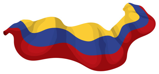 Waving Colombian flag over white background, Vector illustration