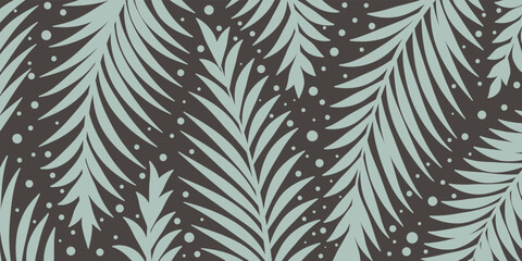 Leaves doodle drawing pattern in minimalistic linear