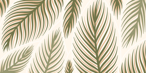 Leaves doodle drawing pattern in minimalistic linear
