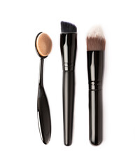 Makeup brushes isolated on white background. Visagiste.