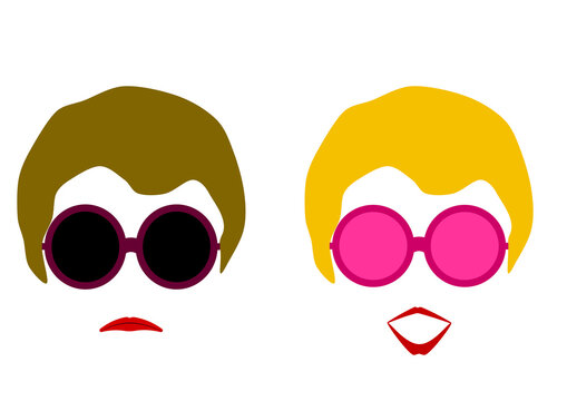 T&ecirc;te de femme pessimiste et t&ecirc;te de femme optimiste : voir la vie en noir ou en rose