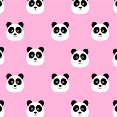 Fototapeta premium Panda bear texture, background, tile. cute panda seamless pattern. Panda bear. Vector illustration of cute baby pandas collection.
