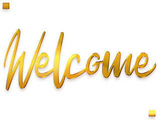 Welcome Text Gold Stylish Alphabetical Cursive  Text