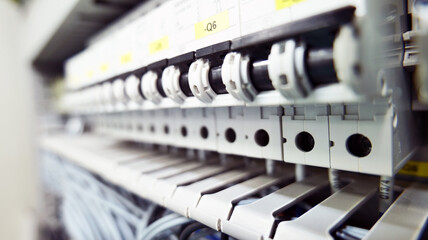 The interior of the electric controller is installed in a large electricity control building in the...