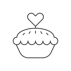 Valentines cupcake line universal icon ui ux element sign.