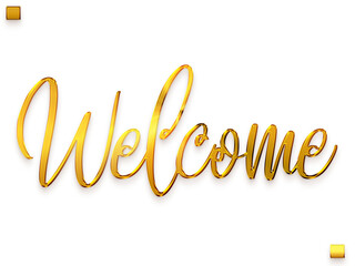 Welcome Text Golden Cursive Typography Text
