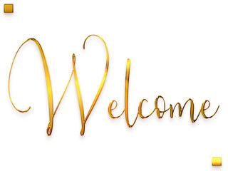 Welcome Text Golden Cursive Typography Text