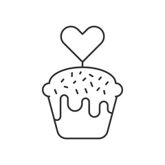 Valentines cupcake line universal icon ui ux element sign.