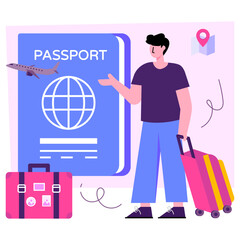 Flat design illustration of passport 