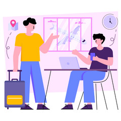 Flat design illustration of travel discussion 