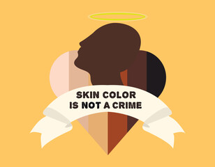 BLM Skin color is not a crime. Black man story. Vector illustration