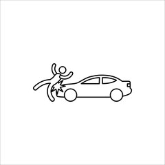 Car Accident Related Vector Line Icon. Contain such Icon as Side Collision, Frontal Collision, Broken Car. vector illustration on white background.