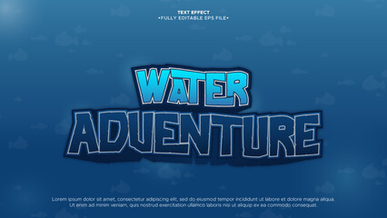 Naklejka premium Water adventure animation vector text effect. fully editable font and text