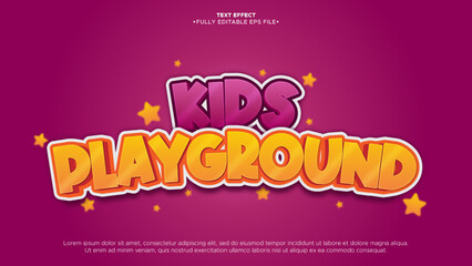 kids' playground 3d editable vector text effect with shiny and stars