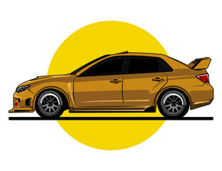 brown car color illustration with side view vector design graphic