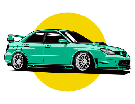 Side View Green Car Vector Illustration Concept Idea