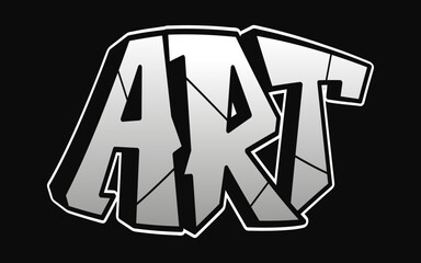 Art word graffiti style letters.Vector hand drawn doodle cartoon logo illustration.Funny cool Art letters, fashion, graffiti style print for t-shirt, poster concept