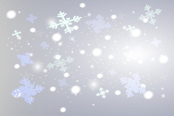 Naklejka na ściany i meble Snow and wind on a transparent background. White gradient decorative element.vector illustration.