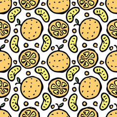 Seamless orange pattern. Colored orange fruit background