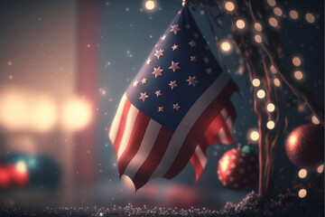 Merry Christmas Festive and Patriotic snowy Christmas in the USA 