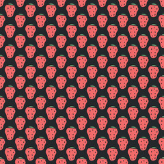 Seamless strawberry pattern. Doodle vector with strawberry icons. Vintage strawberry pattern