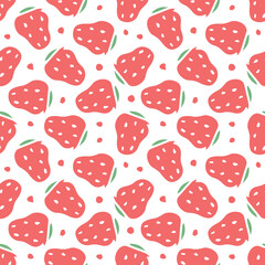 Seamless strawberry pattern. Doodle vector with strawberry icons. Vintage strawberry pattern