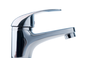 Clean shiny water tap close up