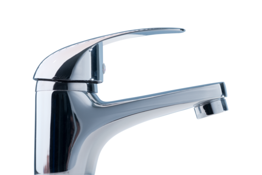 Clean shiny water tap close up