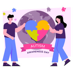 Conceptual flat design illustration of world autism day