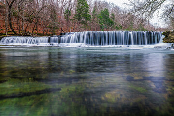 Waterfall at Old Stone Fort State Archaeological Park in Manchester Tennessee USA.