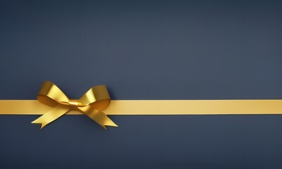 Gold rapping Gift box on a blue background. Gift box for giving surprise and surprise banner