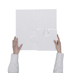Woman assembling a jigsaw puzzle