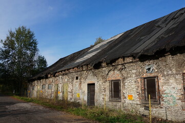 Building of former main hall of rolling mill, 19th century. Slawkow, Poland.