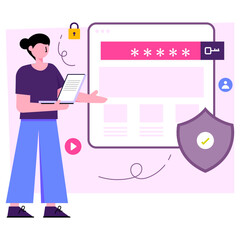 Editable design illustration of password security 