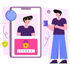 Perfect design illustration of mobile profile security 