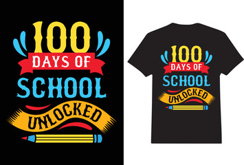 100 days of school typography t shirt design, 100 days of school colorful t shirt design vector illustration for print on demand.