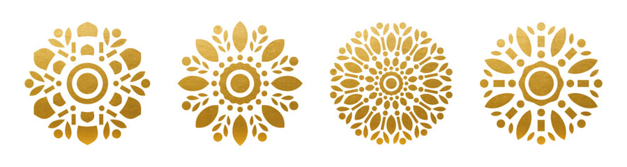 Golden Mandala Set - Ornament Set - Vector Pattern - 555945465