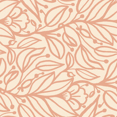 Black and White seamless pattern with leaves