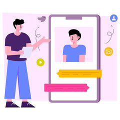 A unique design illustration of mobile chatting 