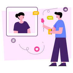 Conceptual flat design illustration of online propose 