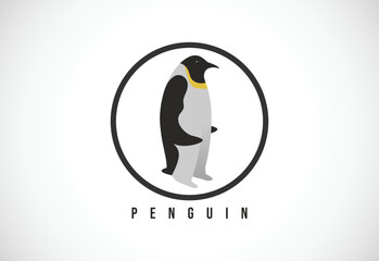 Obraz premium Penguin in a circle. Penguin logo design template vector illustration