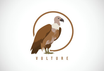 Fototapeta premium Vulture bird in a circle. Vulture bird logo design template vector illustration