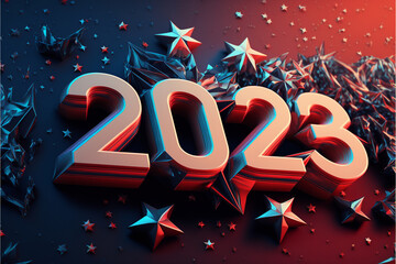 American colors of 2023 with stars for new year celebration