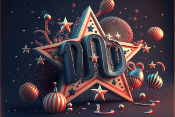 White red and blue star with American flag colors for Christmas