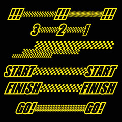 Naklejka premium Sport flags black start lines set