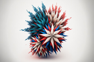 USA red white and blue patriotic prangled star firework