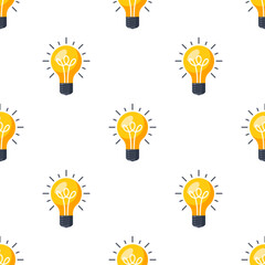 Stylish seamless pattern with light bulb icons on a white background.